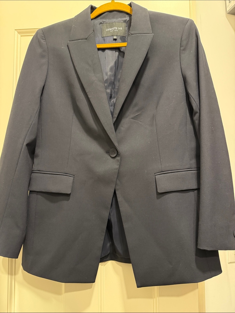 Lafayette 148 New York Navy Single-Button Blazer